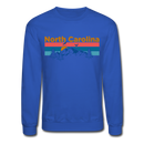 North Carolina Sweatshirt - Retro Mountain & Birds North Carolina Crewneck Sweatshirt - royal blue
