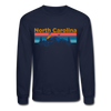 North Carolina Sweatshirt - Retro Mountain & Birds North Carolina Crewneck Sweatshirt - navy