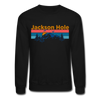 Jackson Hole, Wyoming Sweatshirt - Retro Mountain & Birds Jackson Hole Crewneck Sweatshirt - black