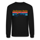 Jackson Hole, Wyoming Sweatshirt - Retro Mountain & Birds Jackson Hole Crewneck Sweatshirt - black