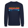 Jackson Hole, Wyoming Sweatshirt - Retro Mountain & Birds Jackson Hole Crewneck Sweatshirt - navy