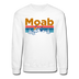 Moab, Utah Sweatshirt - Retro Mountain & Birds Moab Crewneck Sweatshirt - white