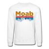 Moab, Utah Sweatshirt - Retro Mountain & Birds Moab Crewneck Sweatshirt - white