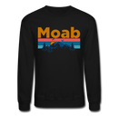 Moab, Utah Sweatshirt - Retro Mountain & Birds Moab Crewneck Sweatshirt - black