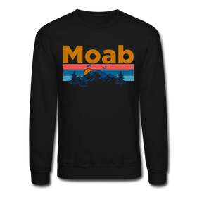 Moab, Utah Sweatshirt - Retro Mountain & Birds Moab Crewneck Sweatshirt - black