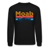 Moab, Utah Sweatshirt - Retro Mountain & Birds Moab Crewneck Sweatshirt - black