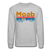 Moab, Utah Sweatshirt - Retro Mountain & Birds Moab Crewneck Sweatshirt - heather gray