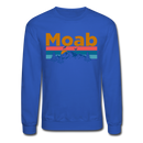 Moab, Utah Sweatshirt - Retro Mountain & Birds Moab Crewneck Sweatshirt - royal blue