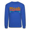 Moab, Utah Sweatshirt - Retro Mountain & Birds Moab Crewneck Sweatshirt - royal blue