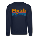 Moab, Utah Sweatshirt - Retro Mountain & Birds Moab Crewneck Sweatshirt - navy