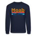 Moab, Utah Sweatshirt - Retro Mountain & Birds Moab Crewneck Sweatshirt - navy