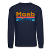 Moab, Utah Sweatshirt - Retro Mountain & Birds Moab Crewneck Sweatshirt - navy