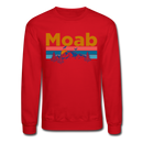 Moab, Utah Sweatshirt - Retro Mountain & Birds Moab Crewneck Sweatshirt - red