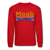 Moab, Utah Sweatshirt - Retro Mountain & Birds Moab Crewneck Sweatshirt - red