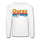 Ouray, Colorado Sweatshirt - Retro Mountain & Birds Ouray Crewneck Sweatshirt - white