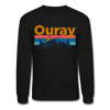 Ouray, Colorado Sweatshirt - Retro Mountain & Birds Ouray Crewneck Sweatshirt - black