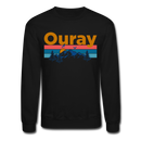Ouray, Colorado Sweatshirt - Retro Mountain & Birds Ouray Crewneck Sweatshirt - black