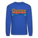 Ouray, Colorado Sweatshirt - Retro Mountain & Birds Ouray Crewneck Sweatshirt - royal blue