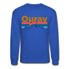 Ouray, Colorado Sweatshirt - Retro Mountain & Birds Ouray Crewneck Sweatshirt - royal blue
