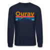 Ouray, Colorado Sweatshirt - Retro Mountain & Birds Ouray Crewneck Sweatshirt - navy