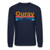 Ouray, Colorado Sweatshirt - Retro Mountain & Birds Ouray Crewneck Sweatshirt - navy