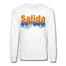 Salida, Colorado Sweatshirt - Retro Mountain & Birds Salida Crewneck Sweatshirt - white