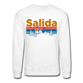 Salida, Colorado Sweatshirt - Retro Mountain & Birds Salida Crewneck Sweatshirt - white