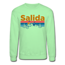 Salida, Colorado Sweatshirt - Retro Mountain & Birds Salida Crewneck Sweatshirt - lime
