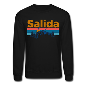 Salida, Colorado Sweatshirt - Retro Mountain & Birds Salida Crewneck Sweatshirt - black