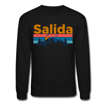 Salida, Colorado Sweatshirt - Retro Mountain & Birds Salida Crewneck Sweatshirt - black