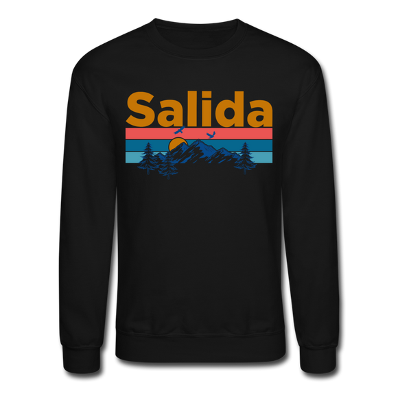 Salida, Colorado Sweatshirt - Retro Mountain & Birds Salida Crewneck Sweatshirt - black