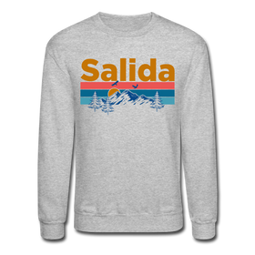 Salida, Colorado Sweatshirt - Retro Mountain & Birds Salida Crewneck Sweatshirt - heather gray