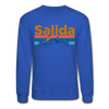 Salida, Colorado Sweatshirt - Retro Mountain & Birds Salida Crewneck Sweatshirt - royal blue