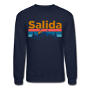 Salida, Colorado Sweatshirt - Retro Mountain & Birds Salida Crewneck Sweatshirt - navy