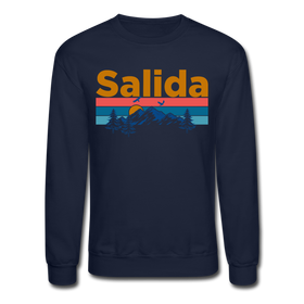 Salida, Colorado Sweatshirt - Retro Mountain & Birds Salida Crewneck Sweatshirt - navy