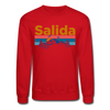 Salida, Colorado Sweatshirt - Retro Mountain & Birds Salida Crewneck Sweatshirt - red