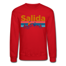 Salida, Colorado Sweatshirt - Retro Mountain & Birds Salida Crewneck Sweatshirt - red