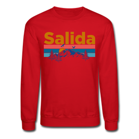 Salida, Colorado Sweatshirt - Retro Mountain & Birds Salida Crewneck Sweatshirt - red