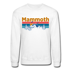 Mammoth, California Sweatshirt - Retro Mountain & Birds Mammoth Crewneck Sweatshirt - white