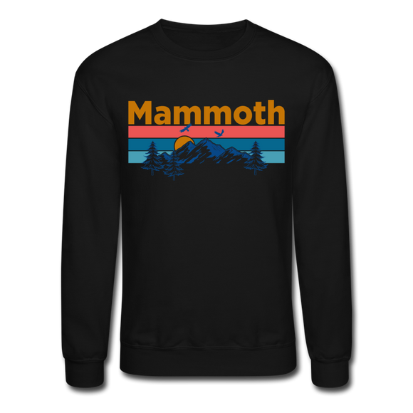 Mammoth, California Sweatshirt - Retro Mountain & Birds Mammoth Crewneck Sweatshirt - black