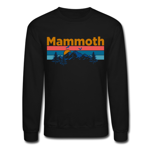 Mammoth, California Sweatshirt - Retro Mountain & Birds Mammoth Crewneck Sweatshirt - black