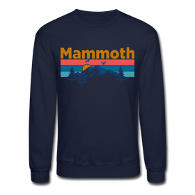 Mammoth, California Sweatshirt - Retro Mountain & Birds Mammoth Crewneck Sweatshirt - navy