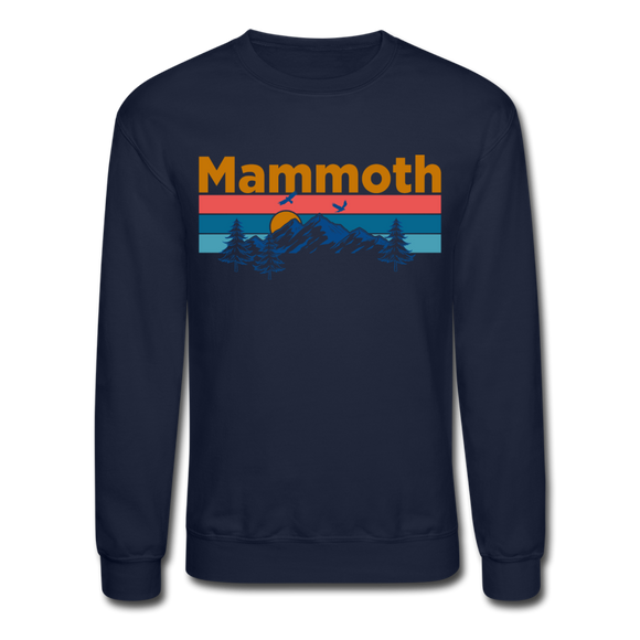 Mammoth, California Sweatshirt - Retro Mountain & Birds Mammoth Crewneck Sweatshirt - navy
