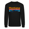 Montana Sweatshirt - Retro Mountain & Birds Montana Crewneck Sweatshirt - black