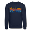 Montana Sweatshirt - Retro Mountain & Birds Montana Crewneck Sweatshirt - navy