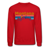 Montana Sweatshirt - Retro Mountain & Birds Montana Crewneck Sweatshirt - red