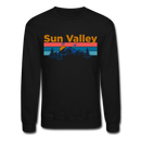 Sun Valley, Idaho Sweatshirt - Retro Mountain & Birds Sun Valley Crewneck Sweatshirt - black
