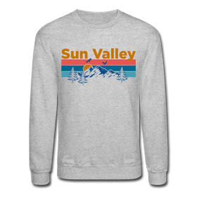 Sun Valley, Idaho Sweatshirt - Retro Mountain & Birds Sun Valley Crewneck Sweatshirt - heather gray