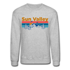 Sun Valley, Idaho Sweatshirt - Retro Mountain & Birds Sun Valley Crewneck Sweatshirt - heather gray