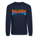 Sun Valley, Idaho Sweatshirt - Retro Mountain & Birds Sun Valley Crewneck Sweatshirt - navy